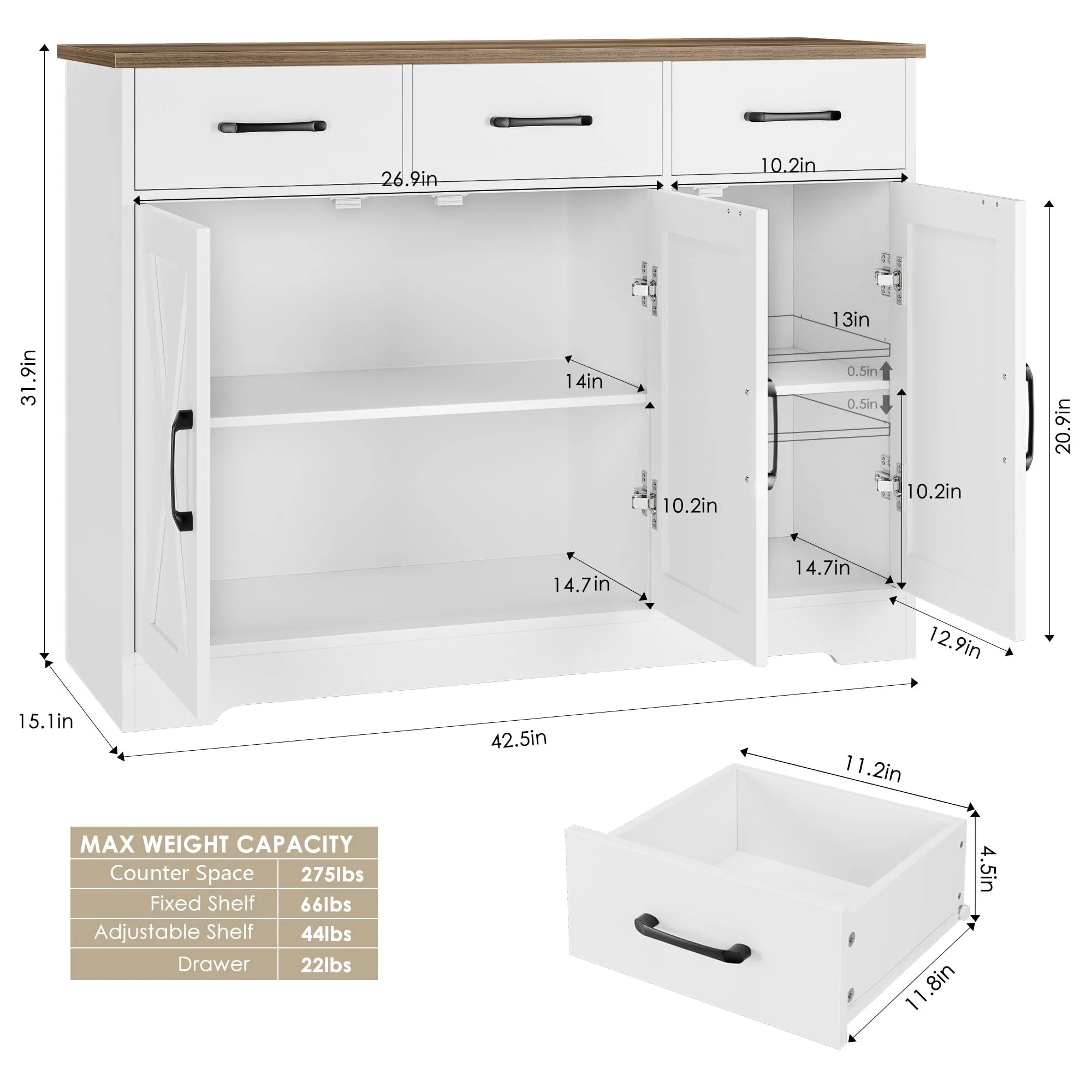 Modern Farmhouse Sideboard Buffet Cabinet