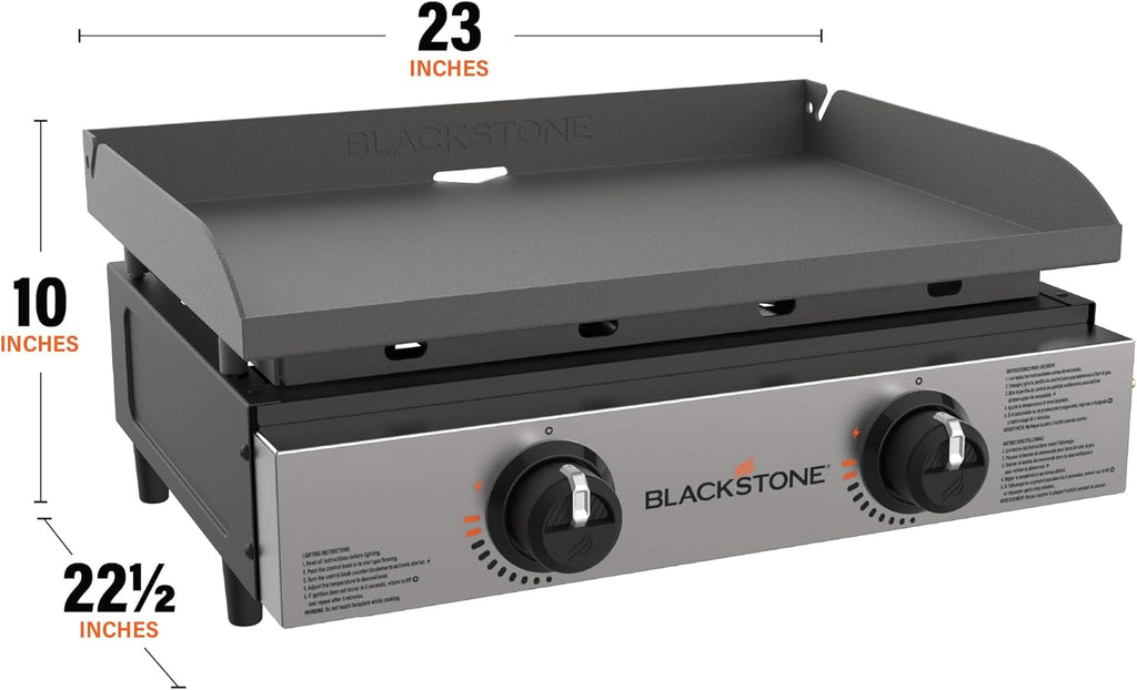 1813 Original 22” Tabletop Griddle with Hood and Stainless Steel Front Plate, Powder Coated Steel, Black
