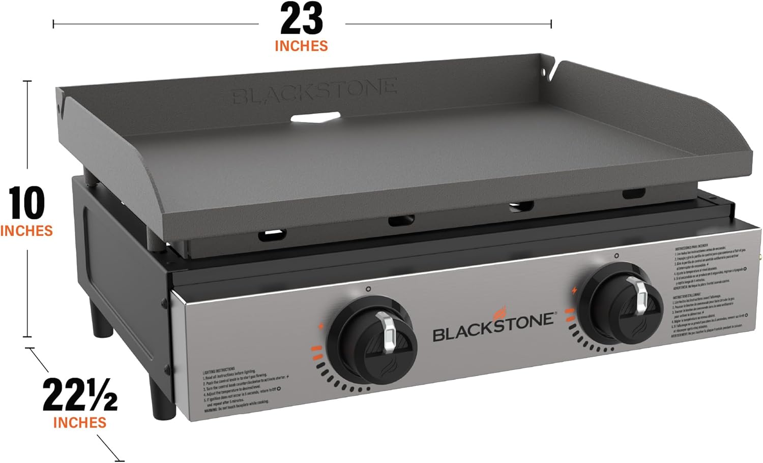 1813 Original 22” Tabletop Griddle with Hood and Stainless Steel Front Plate, Powder Coated Steel, Black