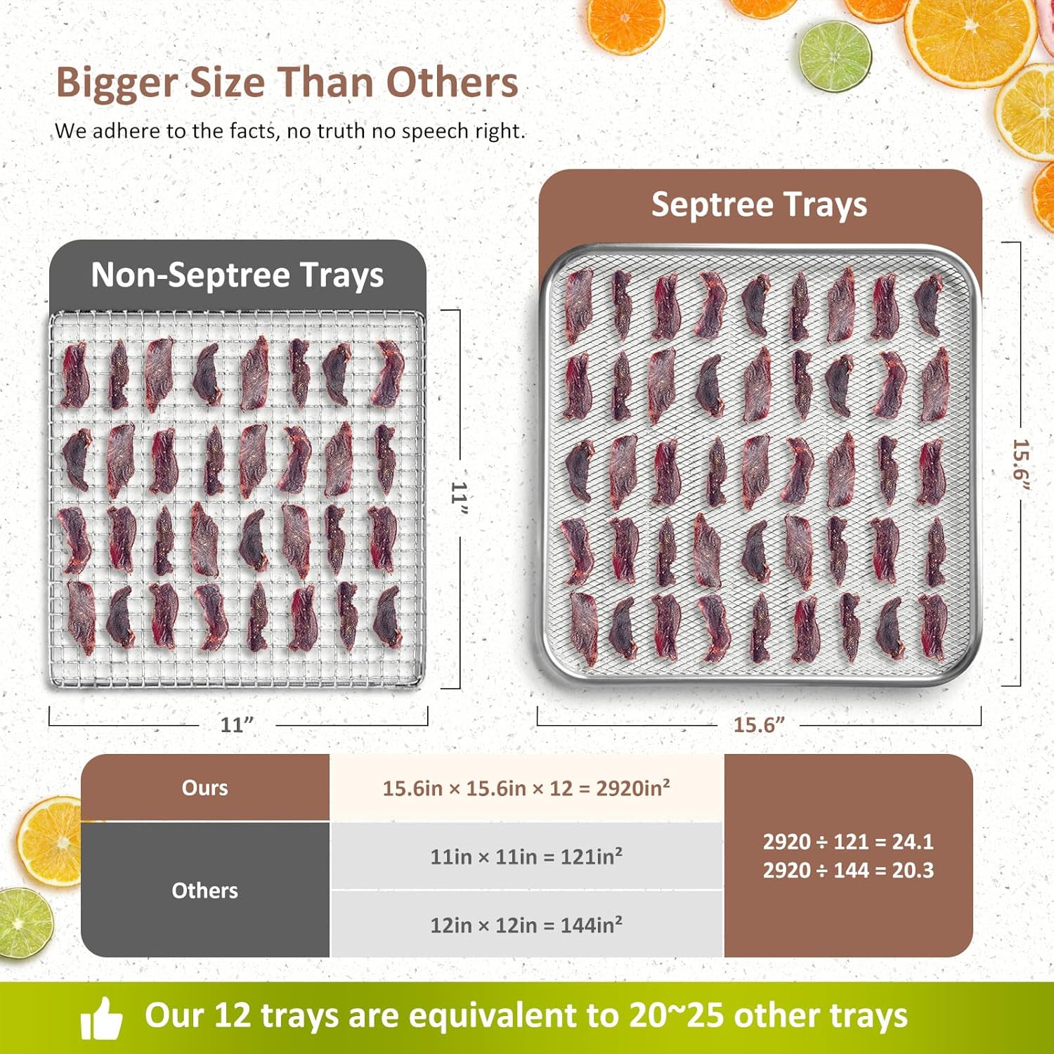 Commercial Large 12 Trays Food Dehydrator, Usable Area up to 22.67ft², 1200W Full Stainless Steel Dryer Machine, up to 190℉ Temperature, for Meat, Fruit, Veggies, Beef, Herbs, Pet Foods