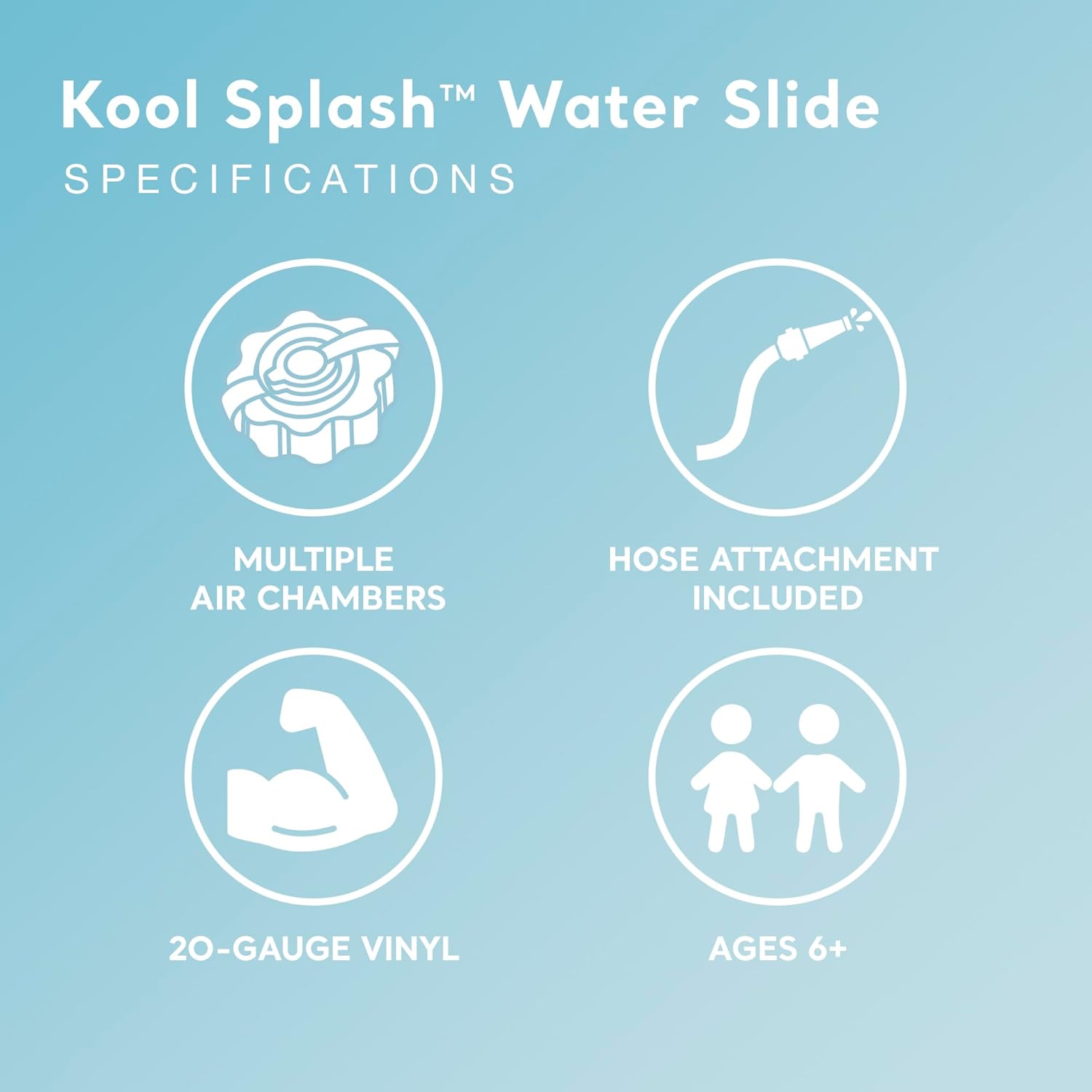Kool Splash Inflatable Water Slide Swimming Pool Play Center with Built in Sprayers for Kids and Adults, Ages 6 and Up, Blue
