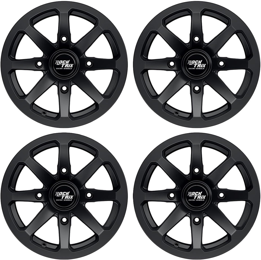 RT102 15in Wheels 15x7 4x137, 4+3 Offset, ATV UTV SxS Rims, Compatible with Can Am Commander Max Defender Max Pro Maverick X3 Maverick Trail, 4/137 Matte Black, Set of 4