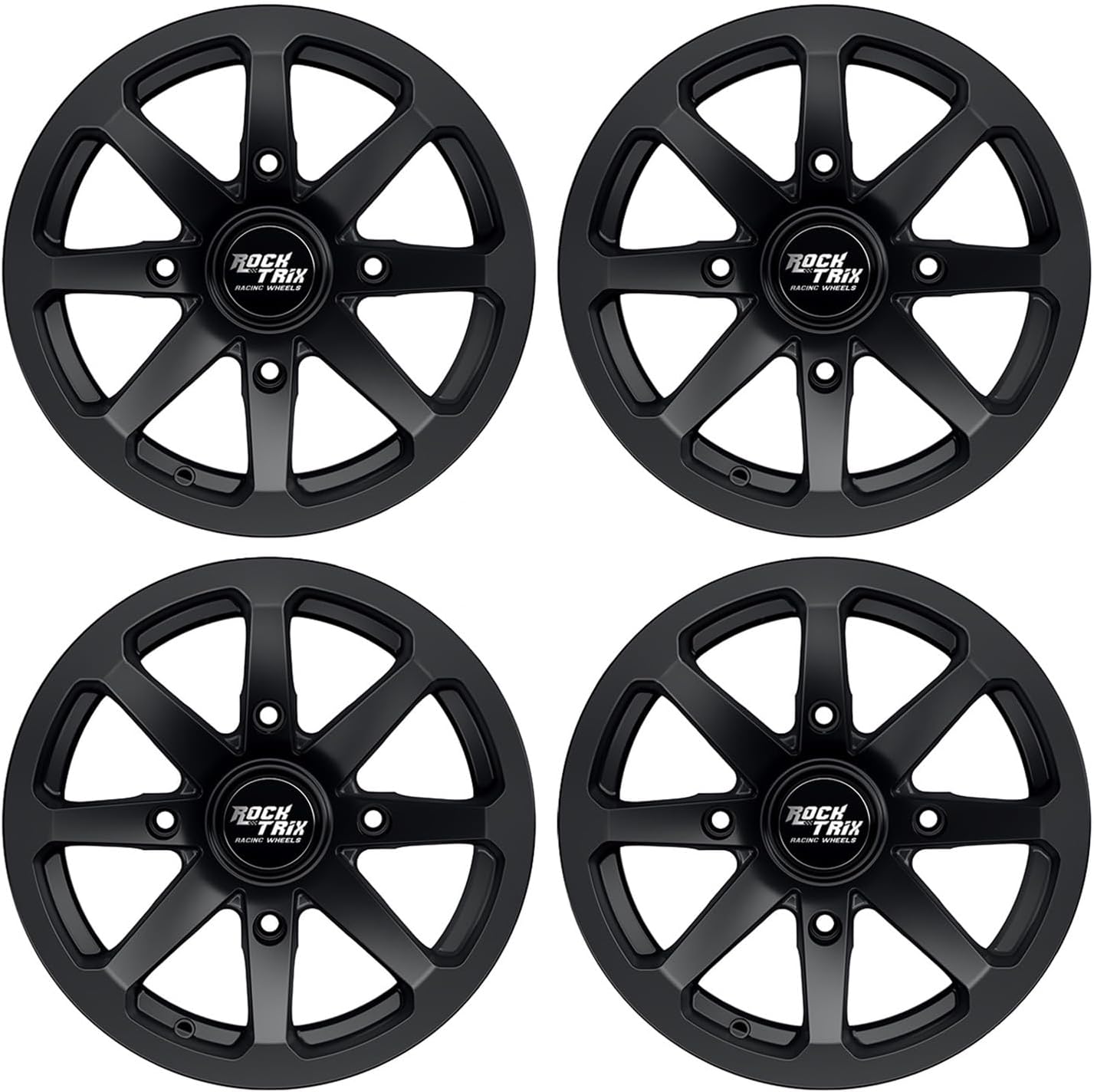 RT102 15in Wheels 15x7 4x137, 4+3 Offset, ATV UTV SxS Rims, Compatible with Can Am Commander Max Defender Max Pro Maverick X3 Maverick Trail, 4/137 Matte Black, Set of 4