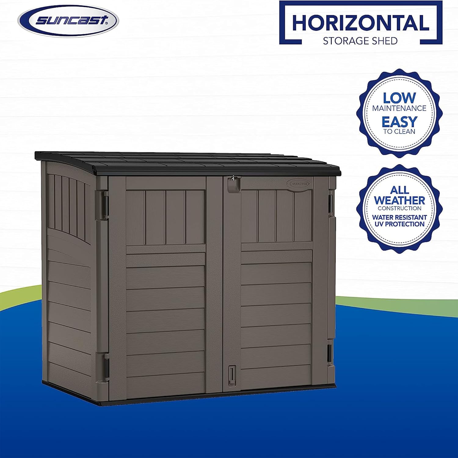 34 Cu. Ft. Horizontal Shed for Outdoor Storage w/Locking System, Stoney/Black