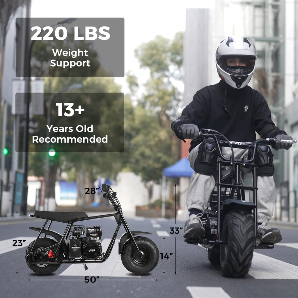 Mini Dirt Bike GMB100, 99 CC Gas Powered Mini Bike 4 Stroke 3HP, Off Road Mini Bikes for Kids and Adult, Trail Bike Up to 24 Mph, Weight Support Up to 185 LBS (Black)