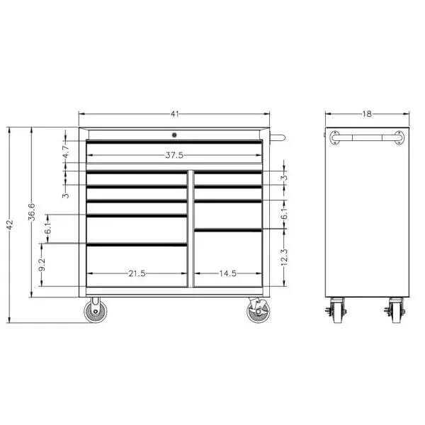 41 IN. 10-DRAWER ROLLER CABINET TOOL CHEST IN BLACK