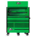 EXTREME TOOLS RX SERIES 55" 12-DRAWER ROLLER WITH HUTCH - GREEN W/BLACK DRAWER PULLS
