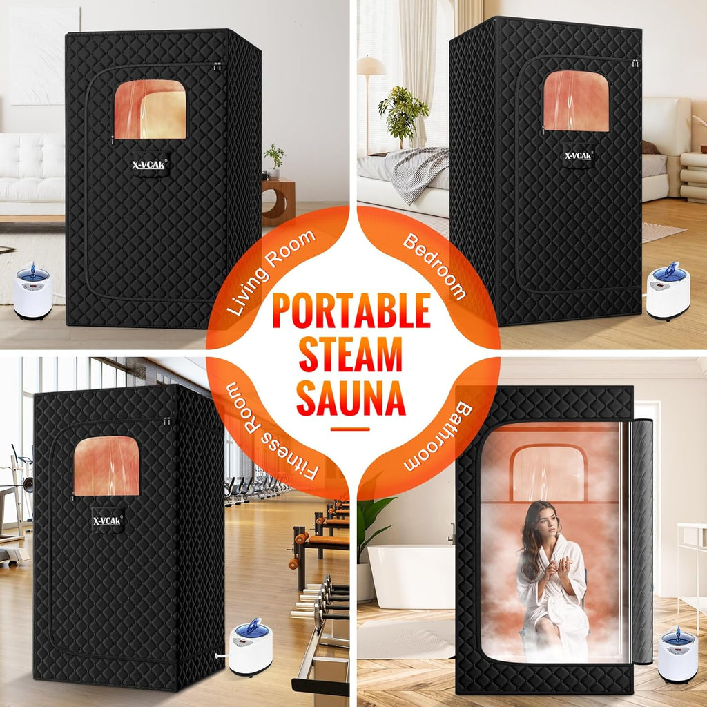 Upgraded Sauna Box for Relaxation, Detoxification, Portable Steam Sauna for Home with Steamer, 9 Levels, 2.6’ x 2.6’ x 5.9’