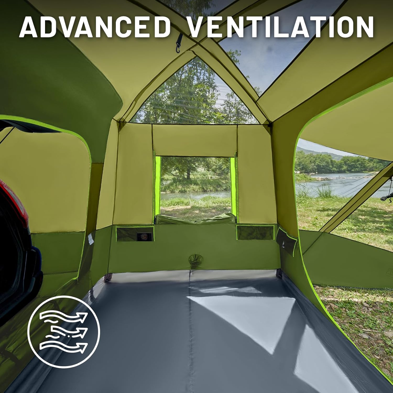 5-9 Person SUV Tent with Screen Porch and Awning for Family Camping, Weather Resistant and Portable Van or Car Tent, Includes Rainfly and Storage Bag, 13' W X 10' L X 7.1' H