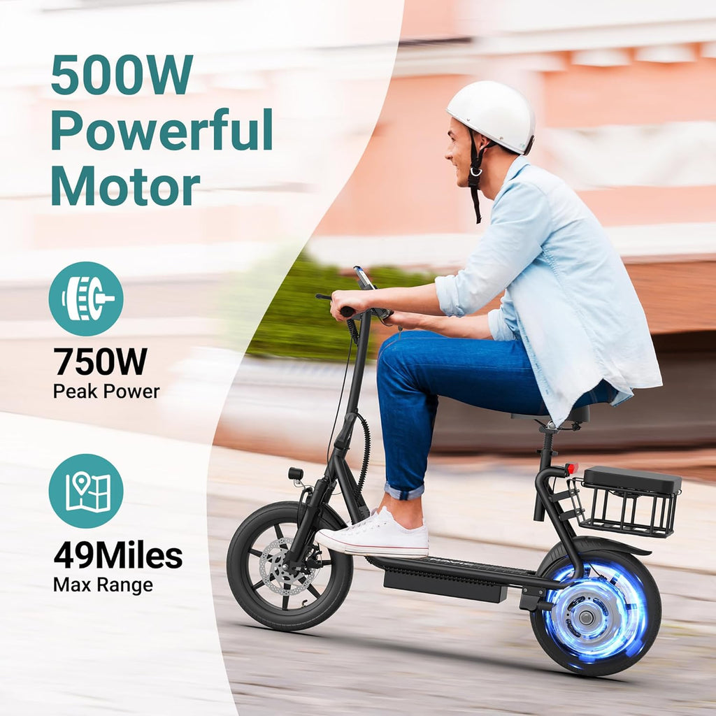 Electric Scooter Adults,Max 19/27/49 Miles Ranges,Top Speed 19/22 mph,350/750W Peak Motor, Folding E-Scooter with Dual Braking Dual Suspension