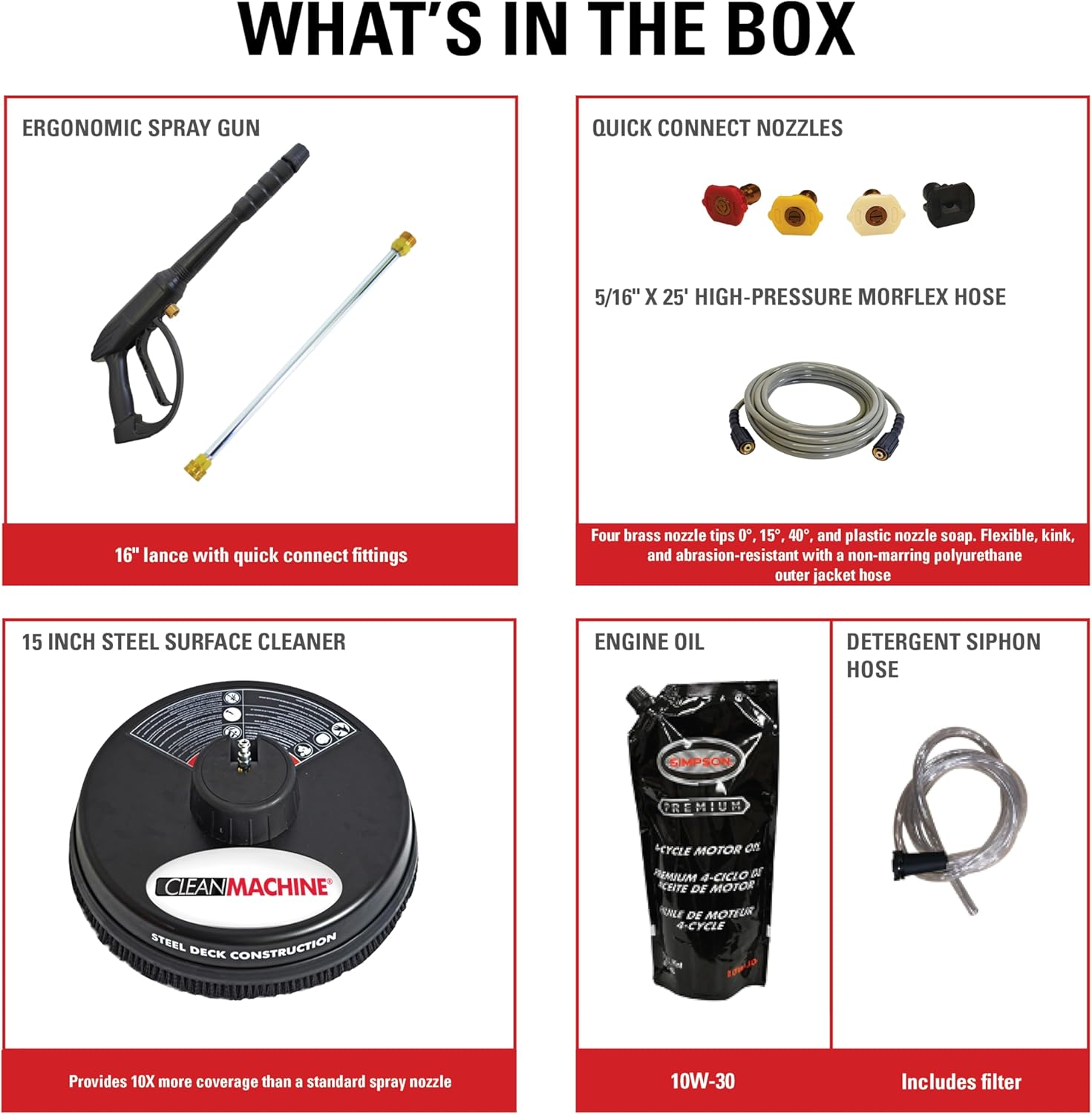 Cleaning CM61083 Clean Machine 3400 PSI Gas Pressure Washer, 2.5 GPM, CRX Engine, Includes Spray Gun and Wand, 4 QC Nozzle Tips, 5/16-in. x 25-ft. MorFlex Hose.