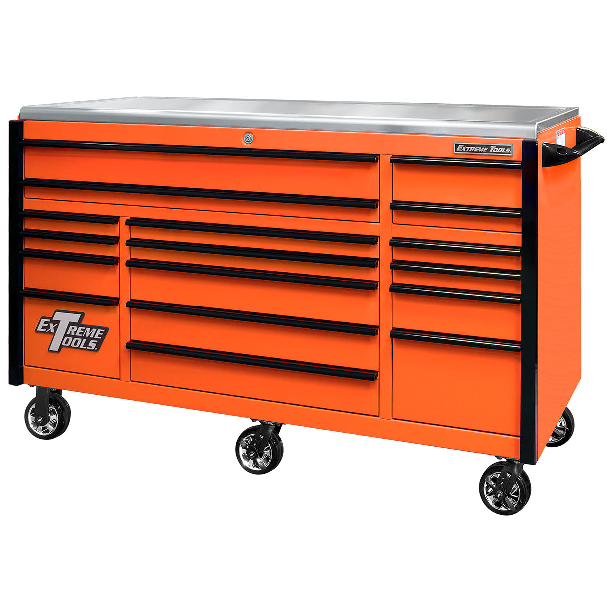 Extreme Tools Professional EXQ 72″ Quick Release 17-Drawer Triple Bank Roller Cabinet
