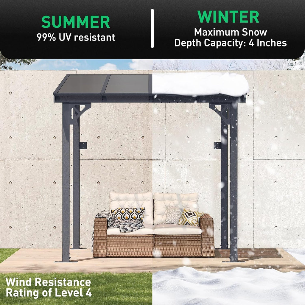 10' x 12' Gazebo for Patio, Gazebo Pergola with Sloped Roof, Large Wall-Mounted Heavy Duty Awnings, for Backyard, Deck, Patio