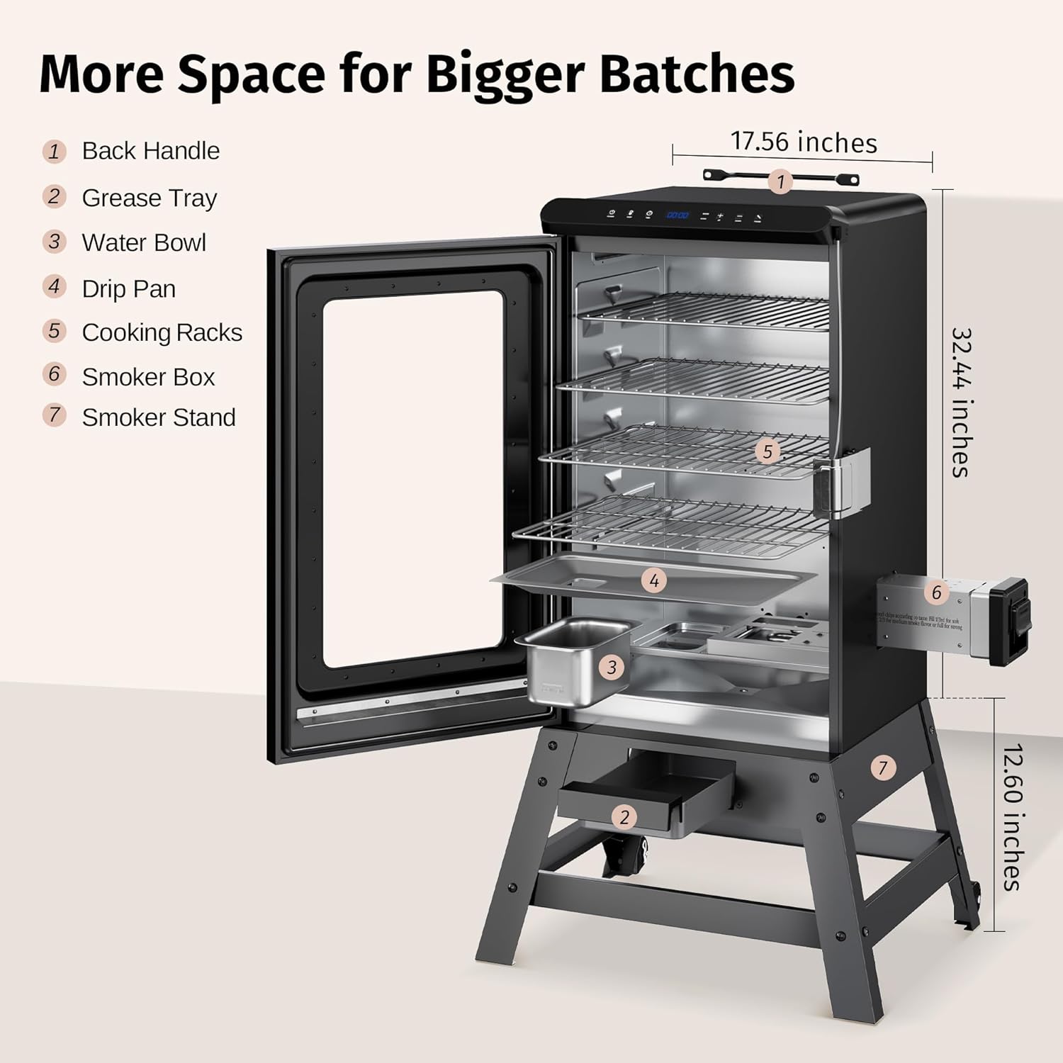 30" Electric Smoker, Outdoor Smoker with Glass Door & Meat Thermometer, 725 Sq Inch Large Capacity, 4 Detachable Racks for Backyard BBQ, Party, Outdoor Cooking Night Blue