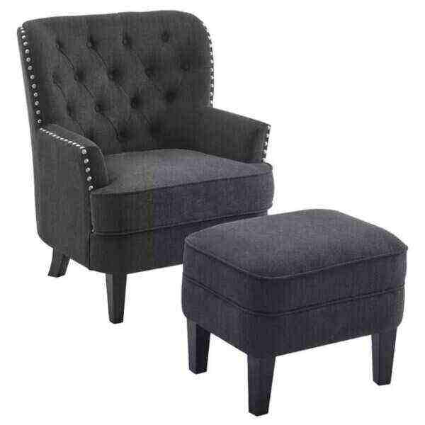 Elroy 32” Wide Tufted Wingback Chair and Ottoman - Bed Bath & Beyond