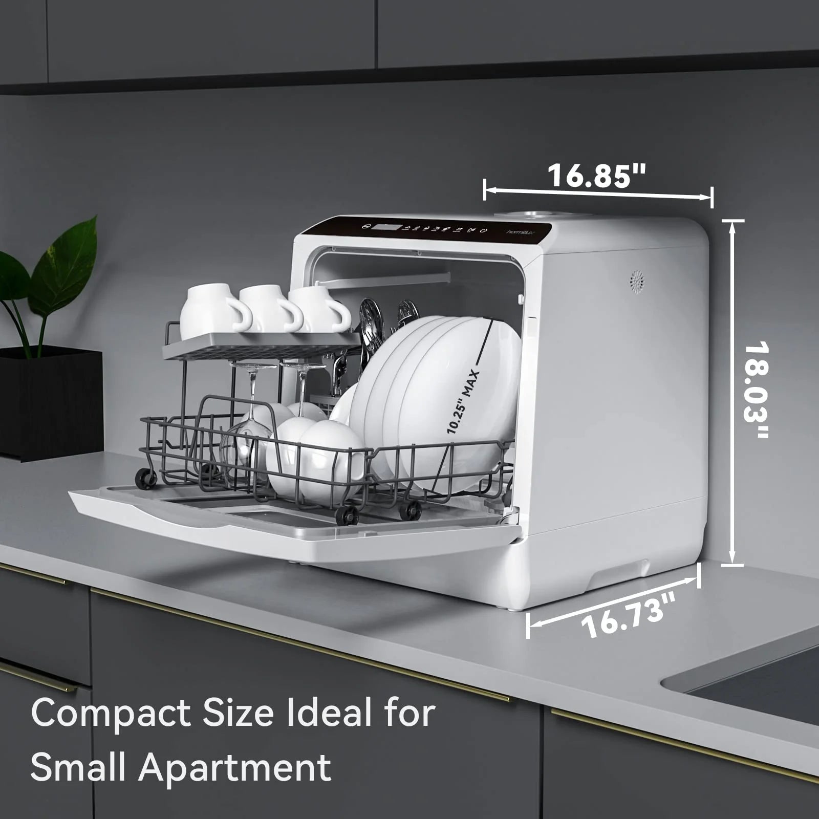 Countertop Dishwasher With 5-Liter Built-in Water Tank