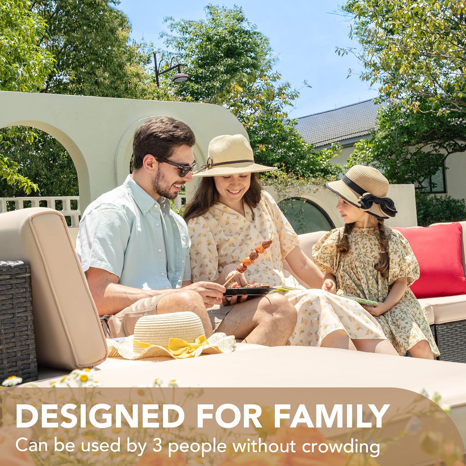 5 Pieces Patio Furniture Sets All Weather Outdoor Sectional Patio Sofa Manual Weaving Wicker Rattan Patio Seating Sofas with Cushion and Glass Table(Beige)