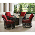 Orleans 5-Piece Steel Patio Fire Pit Conversation Set with Navy Blue C - Bed Bath & Beyond