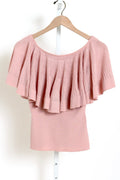 Luna Pleated Frill Top - Dusty Pink