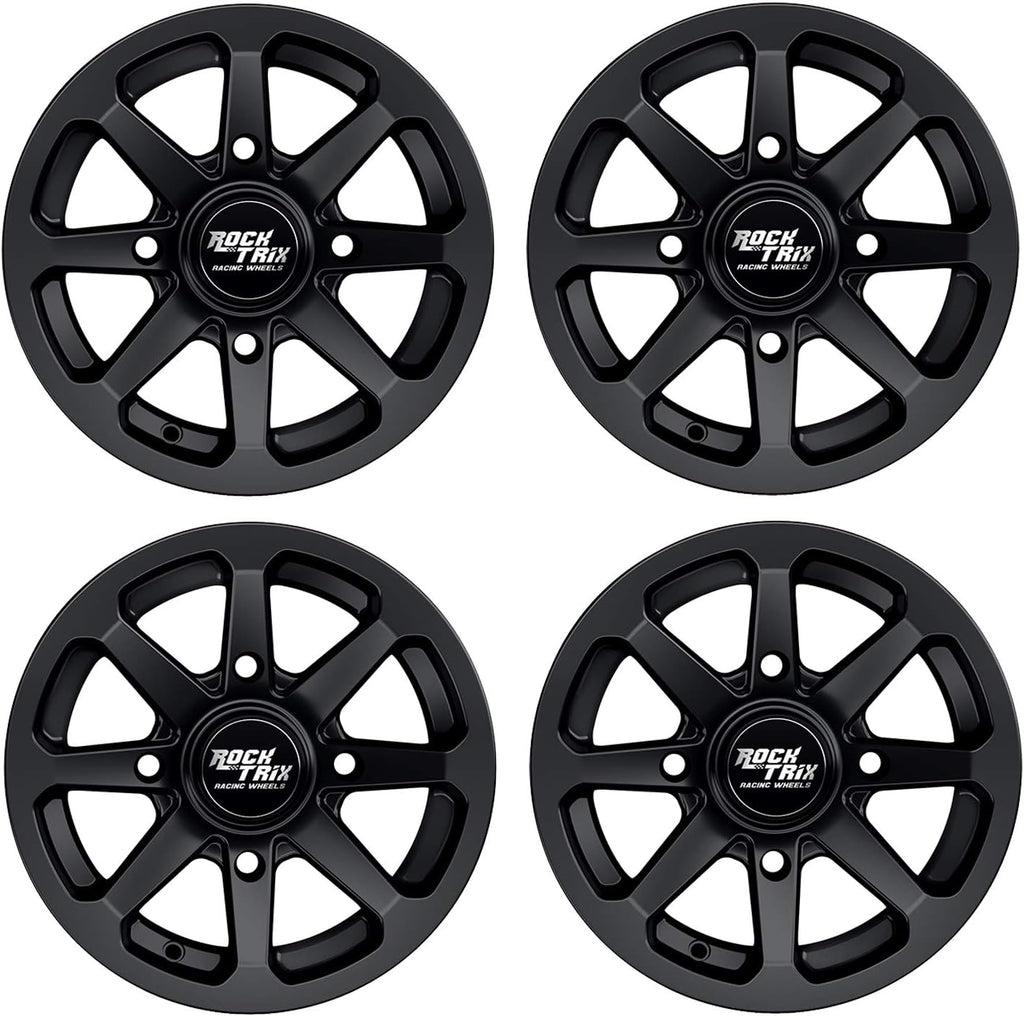 RT102 15in Wheels 15x7 4x137, 4+3 Offset, ATV UTV SxS Rims, Compatible with Can Am Commander Max Defender Max Pro Maverick X3 Maverick Trail, 4/137 Matte Black, Set of 4