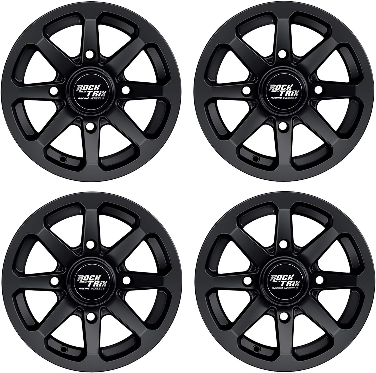 RT102 15in Wheels 15x7 4x137, 4+3 Offset, ATV UTV SxS Rims, Compatible with Can Am Commander Max Defender Max Pro Maverick X3 Maverick Trail, 4/137 Matte Black, Set of 4