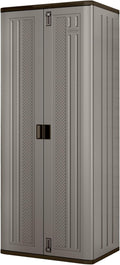 72-Inch Platinum Resin Storage Cabinet with Durable Double-Wall Construction, and Metal-Reinforced Shelves for Basement, Utility Room and Garage Storage, Platinum, Made in the USA
