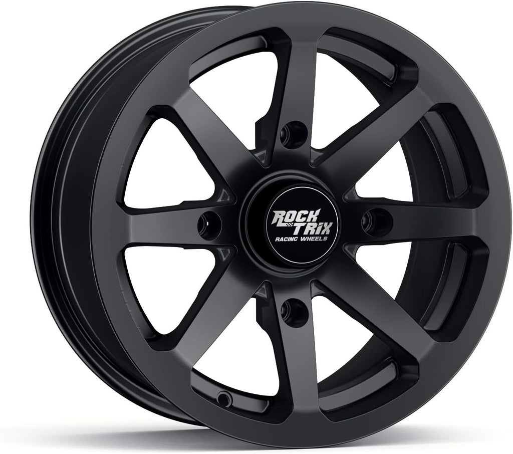 RT102 15in Wheels 15x7 4x137, 4+3 Offset, ATV UTV SxS Rims, Compatible with Can Am Commander Max Defender Max Pro Maverick X3 Maverick Trail, 4/137 Matte Black, Set of 4