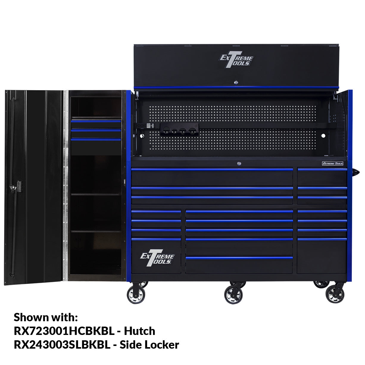 Extreme Tools 72″ x 30″, 19 Drawer Roller Cabinet with 250 lbs. drawer slides, RX 250 Series