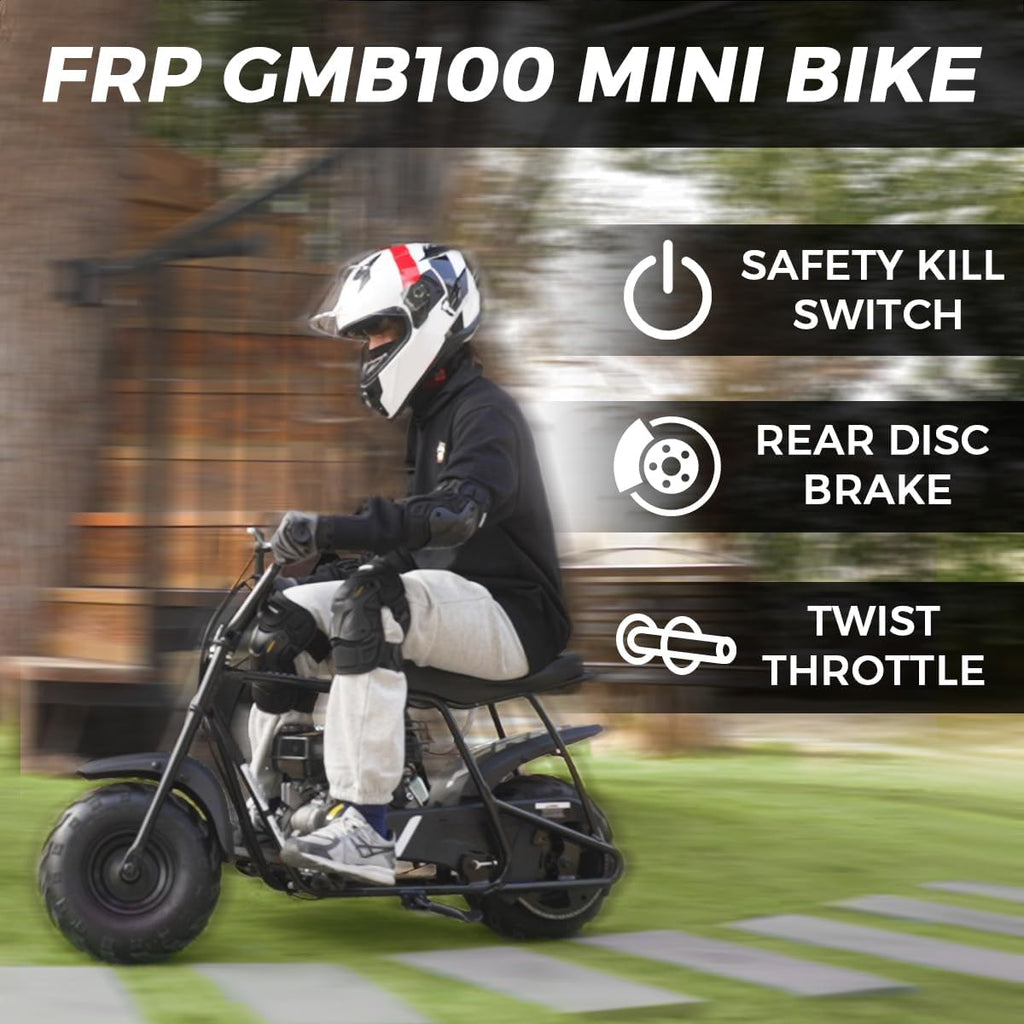 Mini Dirt Bike GMB100, 99 CC Gas Powered Mini Bike 4 Stroke 3HP, Off Road Mini Bikes for Kids and Adult, Trail Bike Up to 24 Mph, Weight Support Up to 185 LBS (Black)
