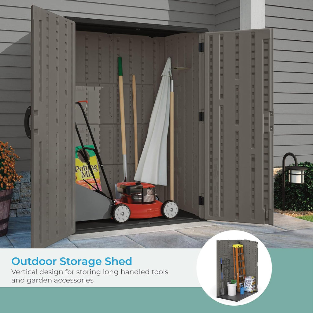 34 Cu. Ft. Horizontal Shed for Outdoor Storage w/Locking System, Stoney/Black
