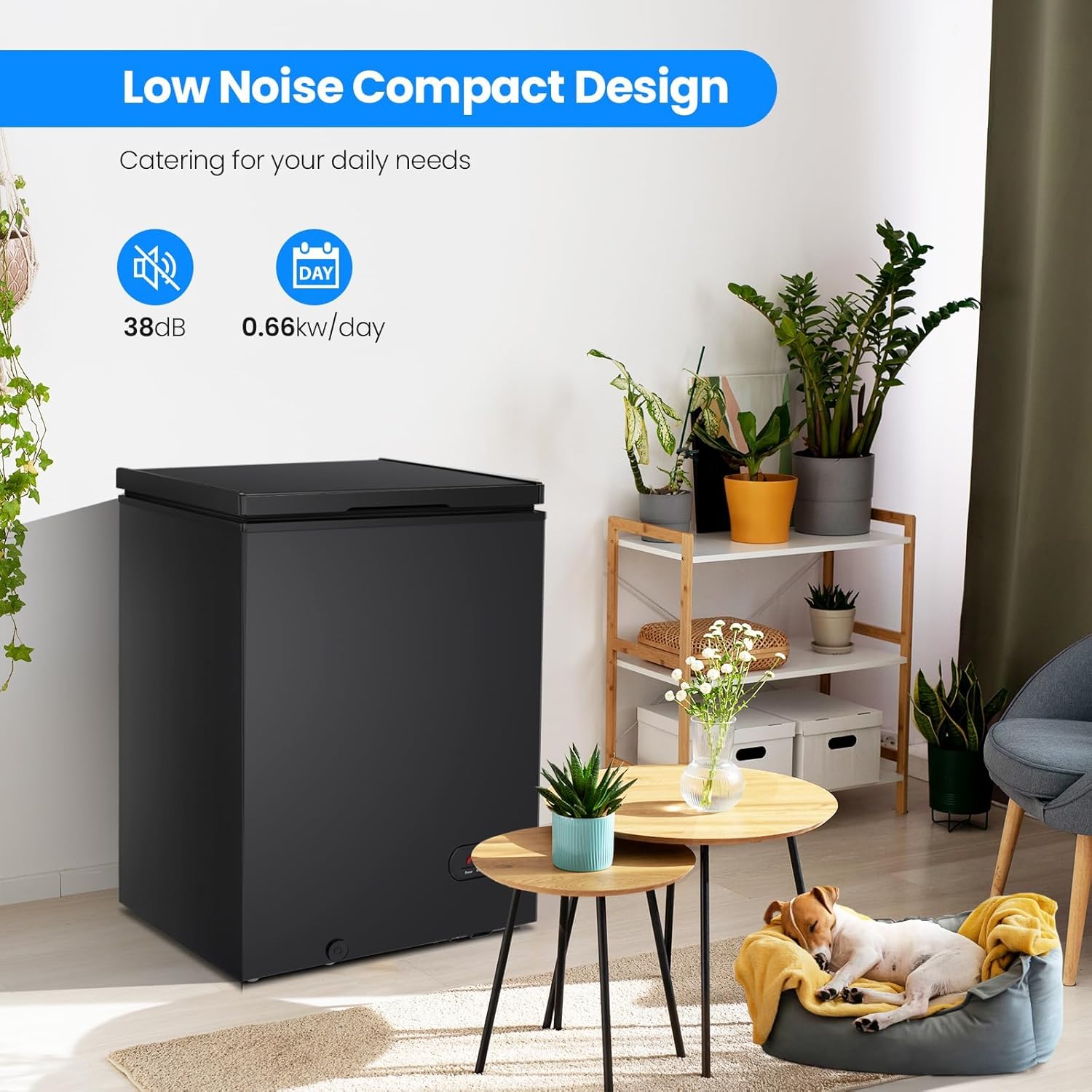 3.5 Cubic Feet Chest Freezer with 2 Removable Baskets Free Standing Top Open Door Compact Freezer with Adjustable Temperature for Home/Kitchen/Office/Bar (3.5 Cubic Feet, White)