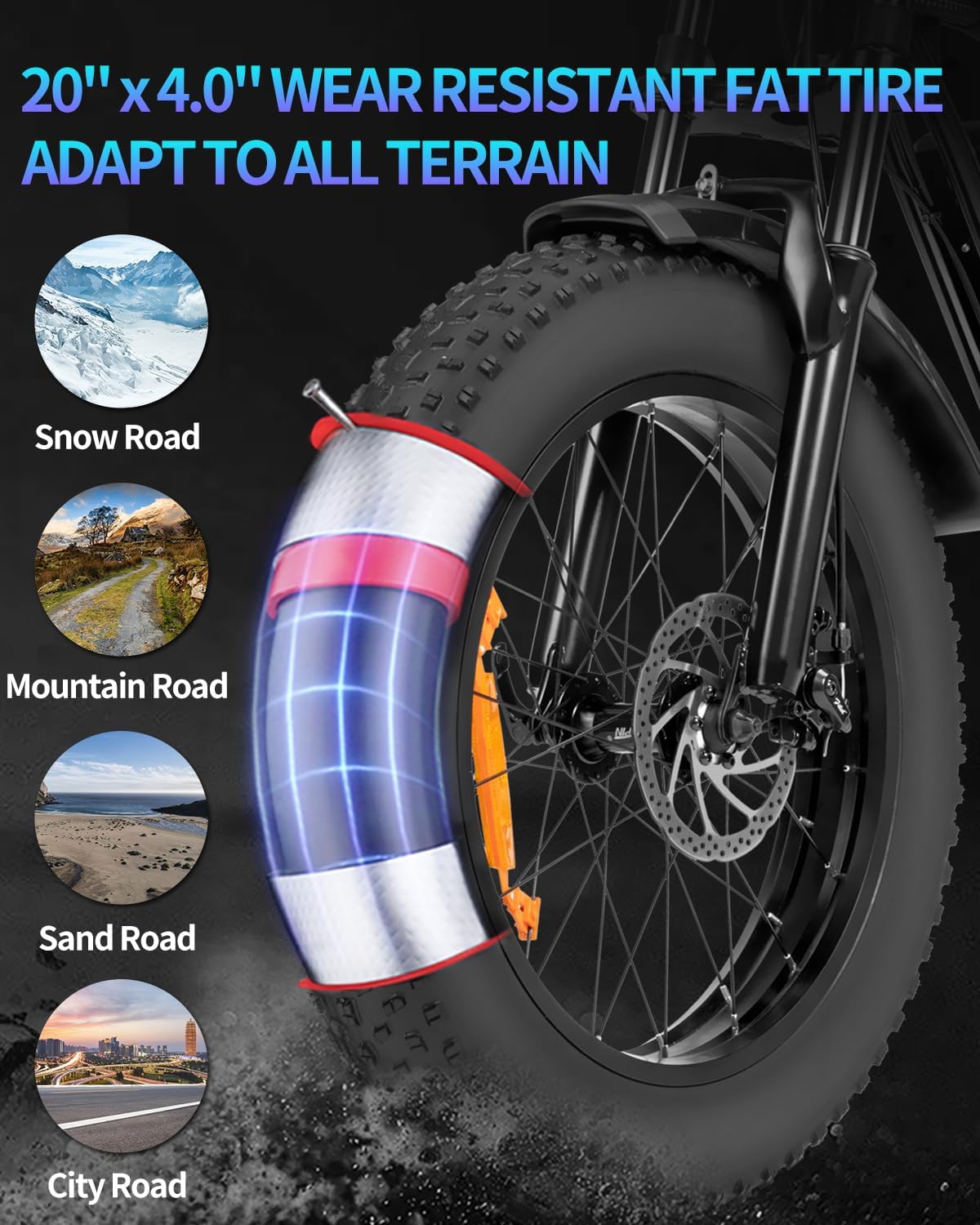 Electric Bike for Adults, 1000/2000W, 25/30/37MPH,48V-52V, 20AH,40AH Battery, Max 50-180 Miles Electric Motorcycle, 20" Fat Tire Dirt Bike, Shamano 7-Speed E-Bike