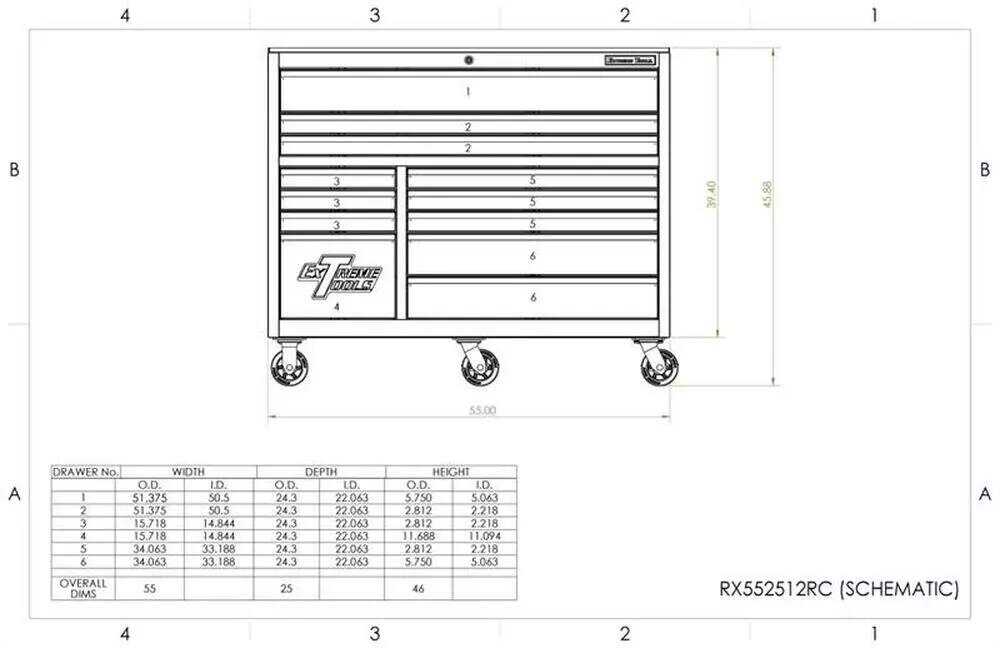 Extreme Tools 55″ 11 Drawer Professional Roller Cabinet