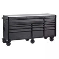 HEAVY-DUTY 72 IN. W 15-DRAWER, DEEP TOOL CHEST MOBILE WORKBENCH IN MATTE BLACK WITH STAINLESS STEEL TOP AND DUAL LOCKS