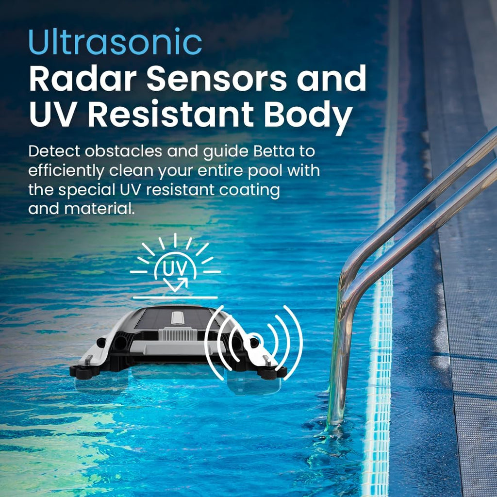 Solar Powered Automatic Robotic Pool Surface Skimmer Cleaner with 24/7 Continuous Cleaning Battery Power and Re-Engineered Twin Salt Chlorine Tolerant Motors (Blue)