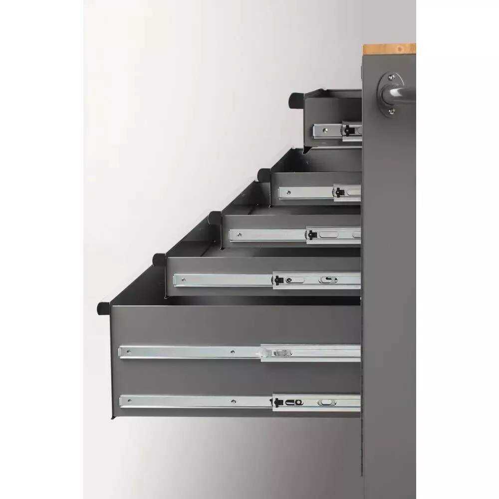 56 IN. W 5-DRAWER 1-DOOR, DEEP TOOL CHEST MOBILE WORKBENCH IN GLOSS GRAY WITH HARDWOOD TOP