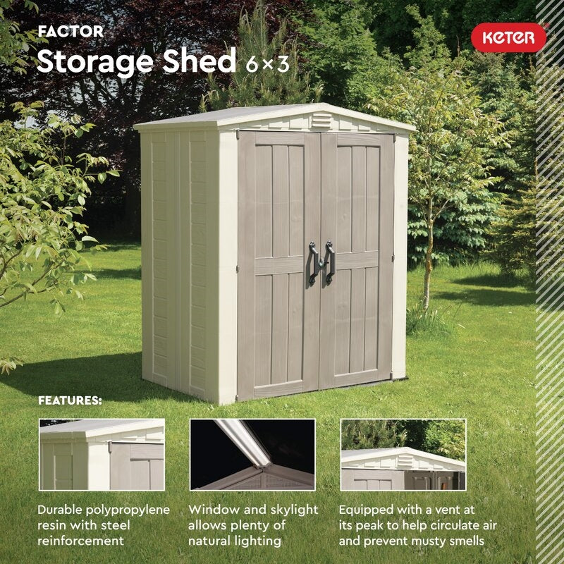 Factor 6 ft. W x 3.5 ft. D Plastic Tool Shed
