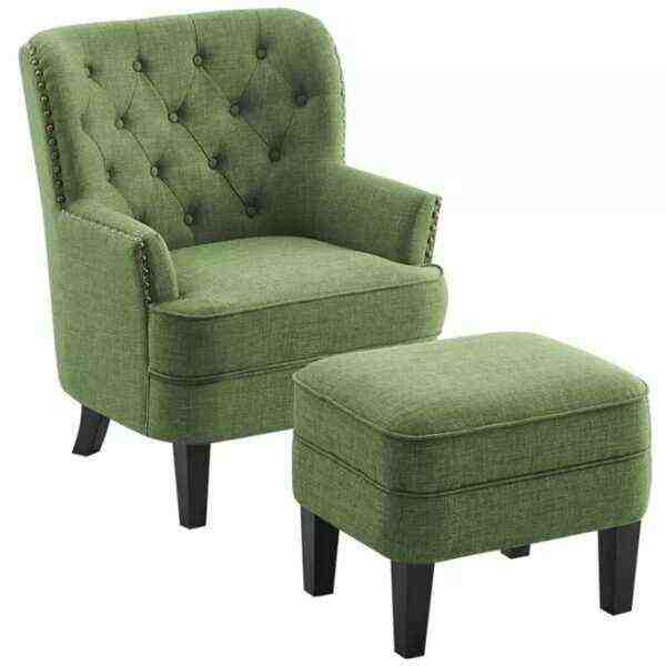 Elroy 32” Wide Tufted Wingback Chair and Ottoman - Bed Bath & Beyond