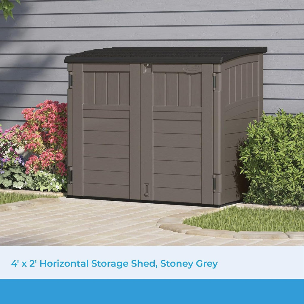 34 Cu. Ft. Horizontal Shed for Outdoor Storage w/Locking System, Stoney/Black