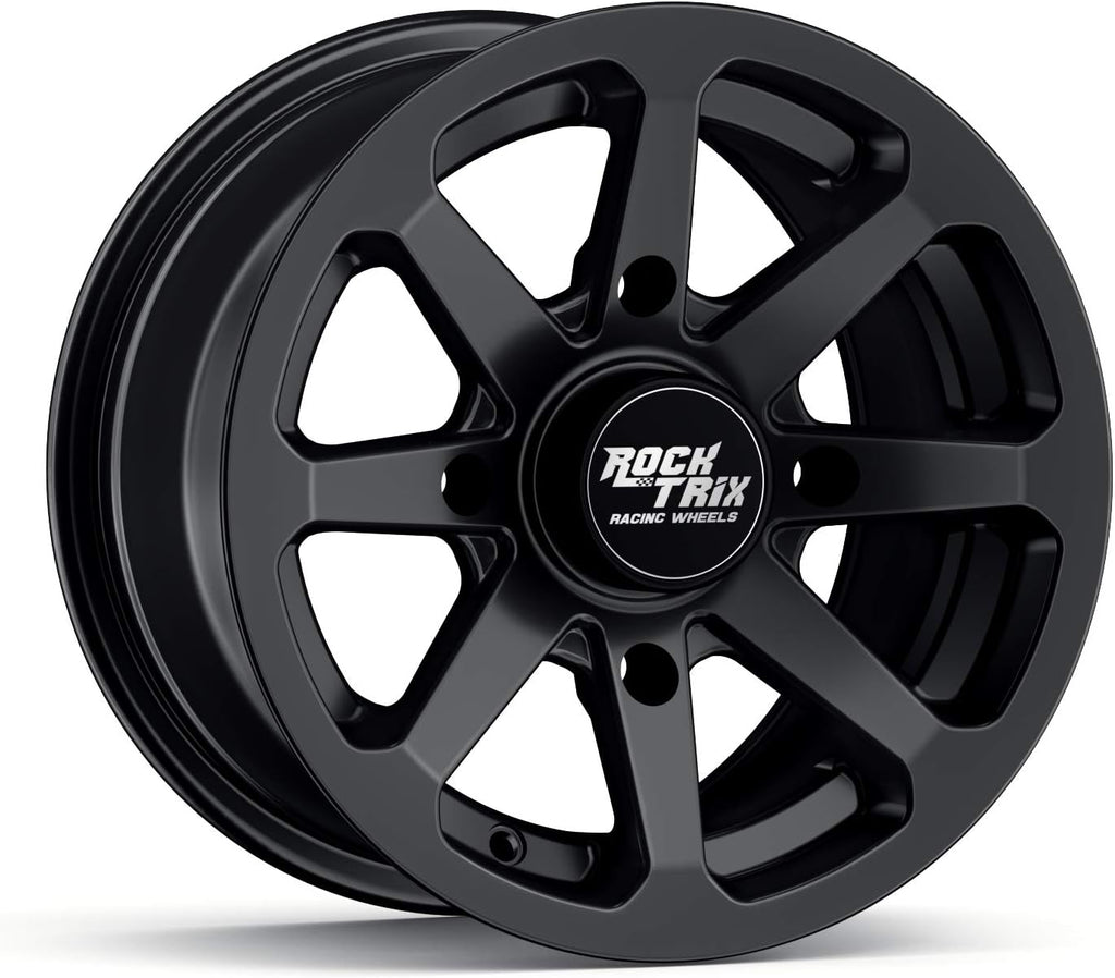 RT102 15in Wheels 15x7 4x137, 4+3 Offset, ATV UTV SxS Rims, Compatible with Can Am Commander Max Defender Max Pro Maverick X3 Maverick Trail, 4/137 Matte Black, Set of 4