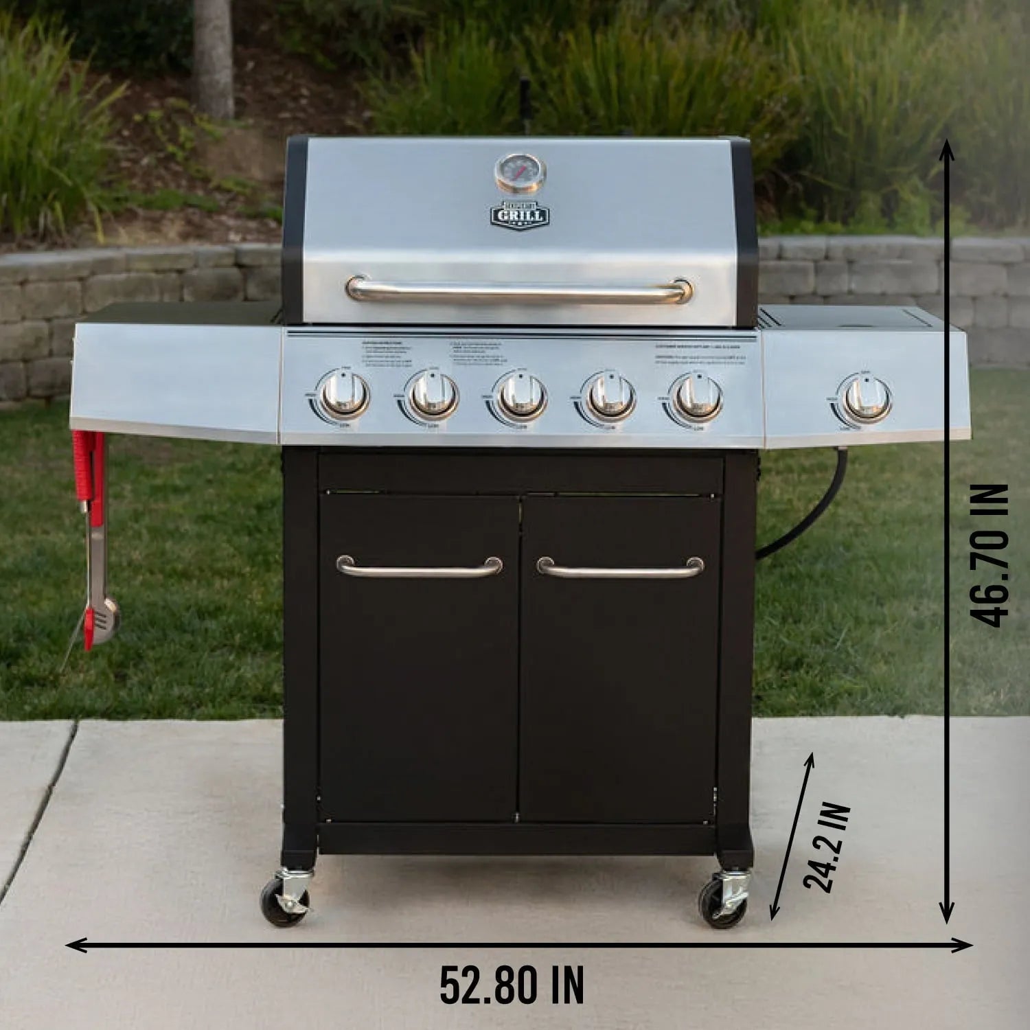 Burner Propane Gas Grill with Side Burner