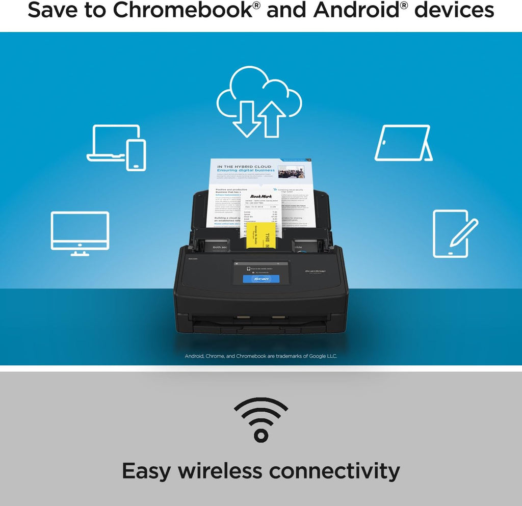 iX1600 Wireless or USB High-Speed Cloud Enabled Document, Photo & Receipt Scanner with Large Touchscreen and Auto Document Feeder for Mac or PC, 17 watts, Black