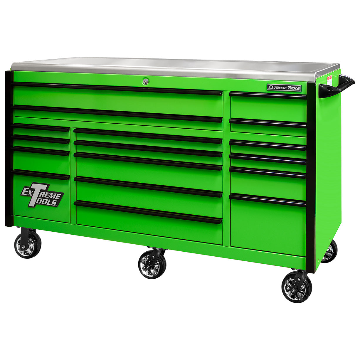 Extreme Tools Professional EXQ 72″ Quick Release 17-Drawer Triple Bank Roller Cabinet