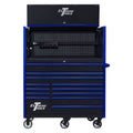EXTREME TOOLS RX SERIES 55" 12-DRAWER ROLLER WITH HUTCH - BLACK W/BLUE DRAWER PULLS