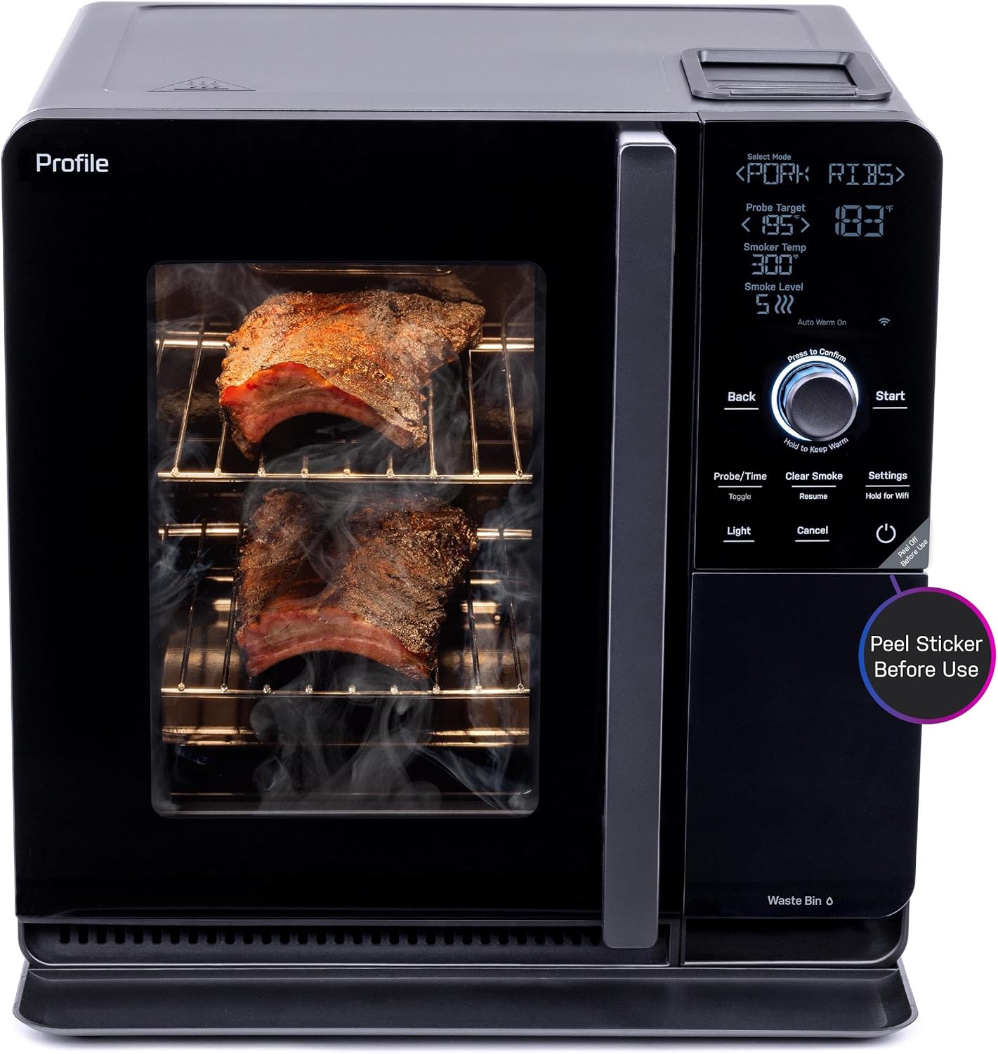 Smart Indoor Pellet Smoker, with Active Smoke Filtration, 5 Smoke Control Settings, WiFi Connected, Electric, Countertop BBQ Appliance, Black