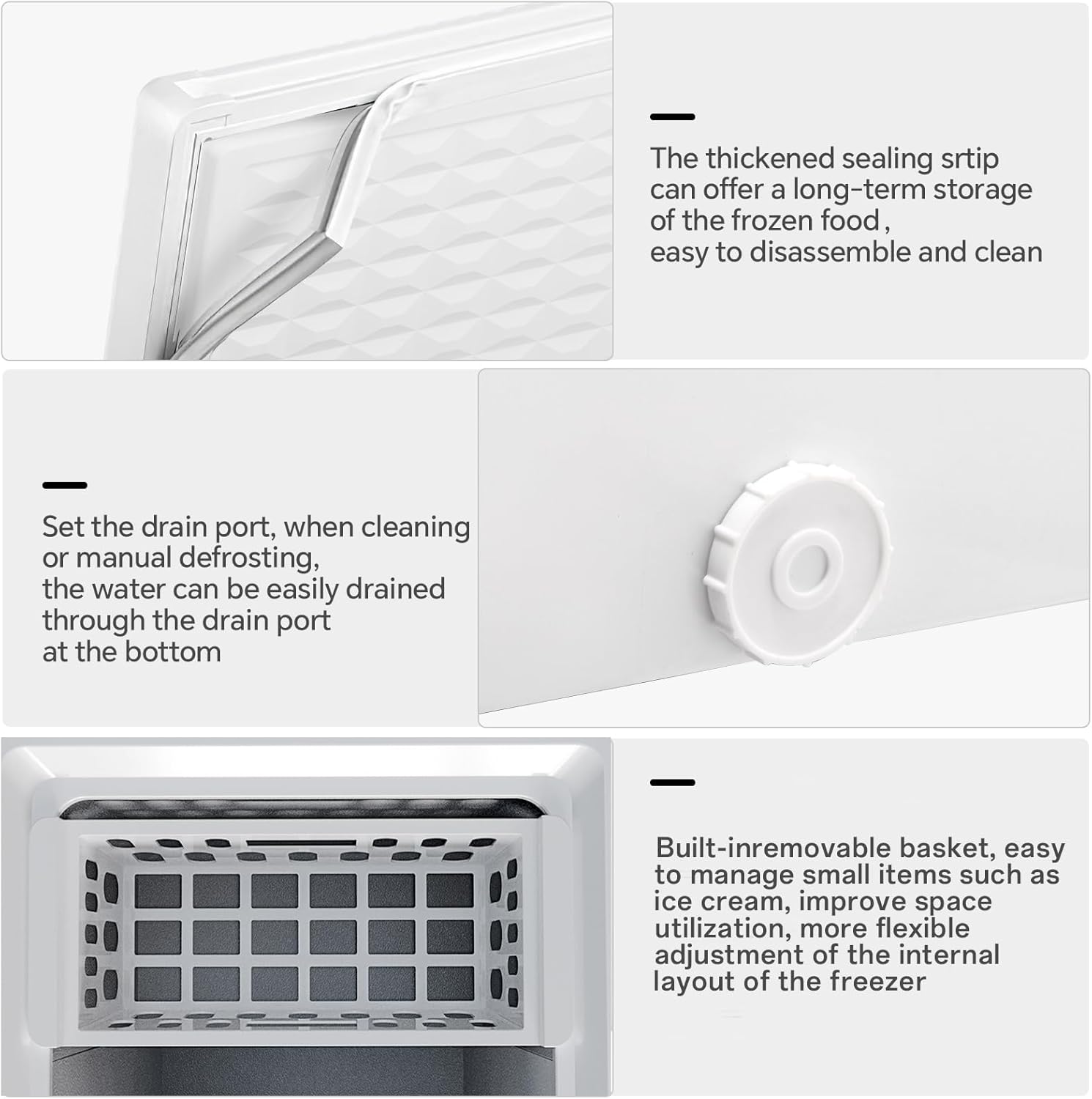 3.5 Cubic Feet Chest Freezer with 2 Removable Baskets Free Standing Top Open Door Compact Freezer with Adjustable Temperature for Home/Kitchen/Office/Bar (3.5 Cubic Feet, White)