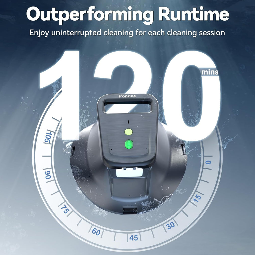 X1 Robotic Pool Vacuum, Cordless Pool Cleaner with 120 Mins Runtime, Auto-Parking, 2.5h Fast Charging, Ideal for Above Ground Pool and Flat-Bottom Inground Pools up to 850 sq.ft