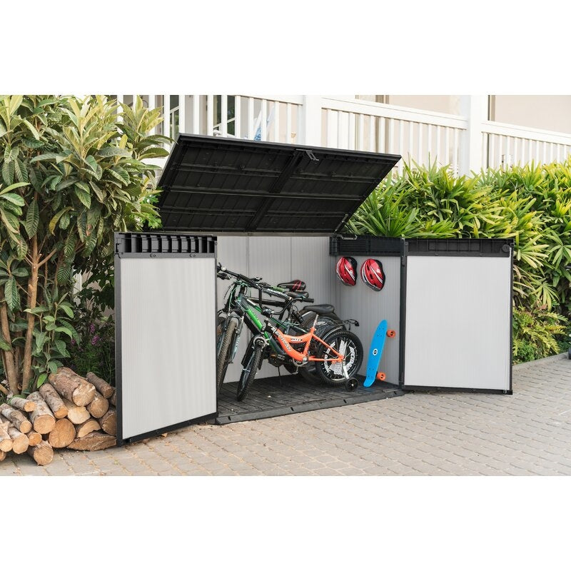 Premier Jumbo 4 ft. 7.5 in. W x 2 ft. 8.3 in. D Resin Horizontal Garbage Shed