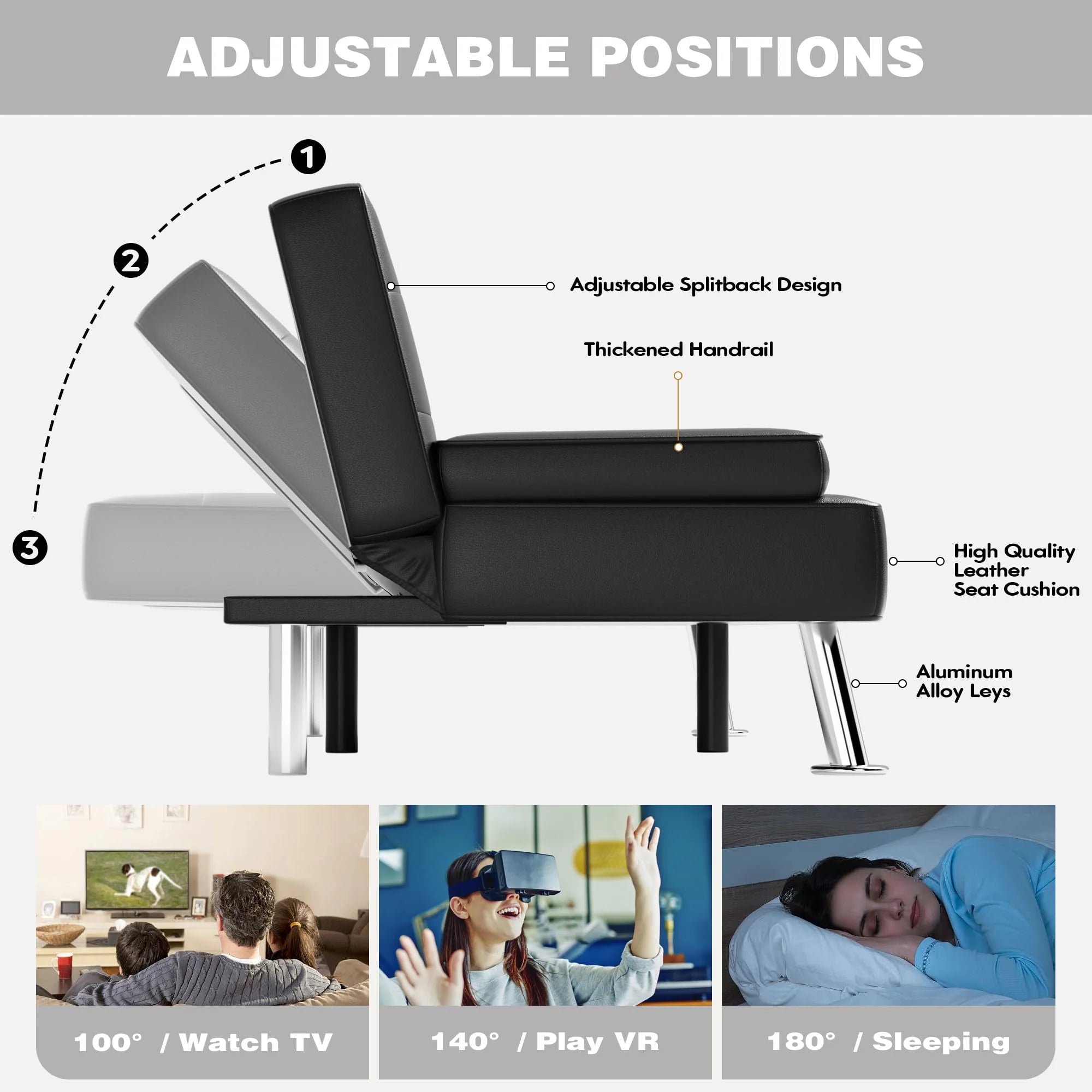 Modern Convertible Folding Futon Sofa Bed