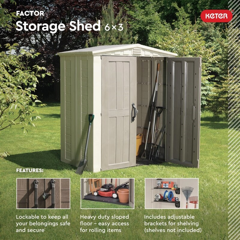 Factor 6 ft. W x 3.5 ft. D Plastic Tool Shed